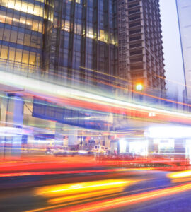 Traffic in the evening twilight