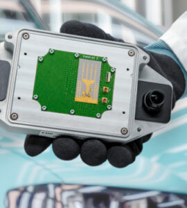 A shot of the camera/radar module with its housing, Fraunhofer IZM