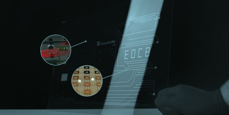 Single layer glass printed circuit board and optical fibers integrated in glass, Fraunhofer IZM