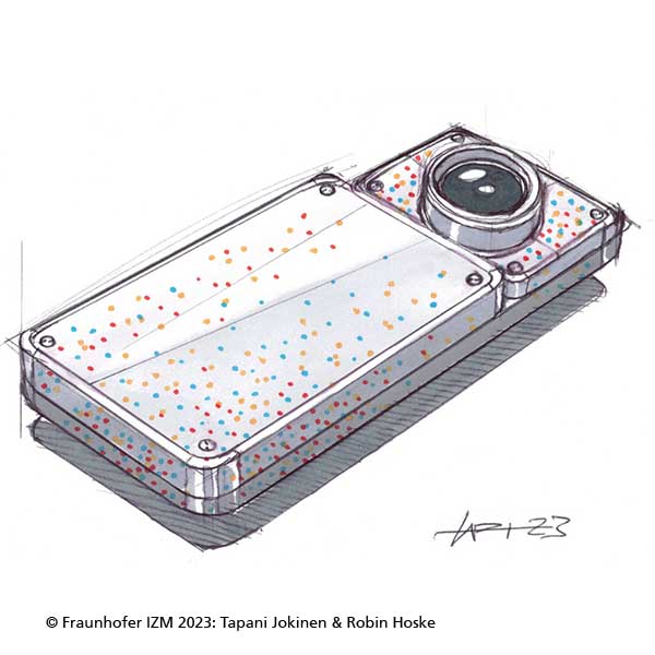 MODEST CUBE Skizze des Gehäuses © Fraunhofer IZM 2023: Tapani Jokinen & Robin Hoske
