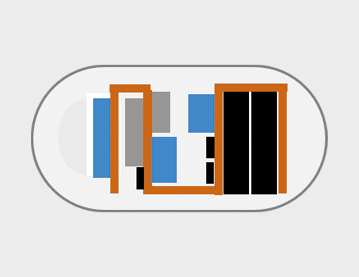 Schematischer Aufbau einer gefalteten Flex-Pille | © Fraunhofer IZM